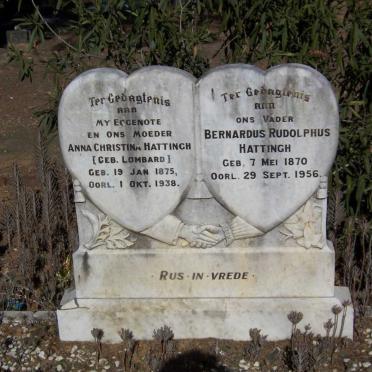 HATTINGH Bernardus Rudolphus 1870-1956 &amp; Anna Christina LOMBARD 1875-1938