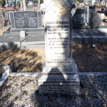 HENDRIKZ Henricus Wilhelmus 1872-1937 &amp; Emerentia RAUBENHEIMER 1882-1928
