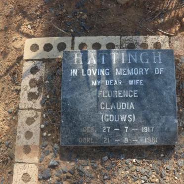 HATTINGH Florence Claudia nee GOUWS 1917-1981