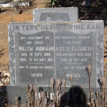 HENDRIKZ Willem Adriaan 1888-1961 &amp; Aletta Elizabeth BOTHA 1896-1971