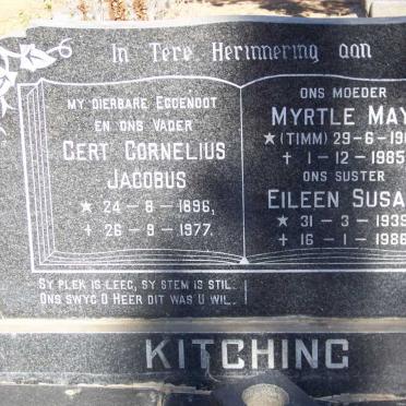 KITCHING Gert Cornelius Jacobus 1896-1977 &amp; Myrtle May TIMM 1902-1985 :: KITCHING Eileen Susan 1939-1986