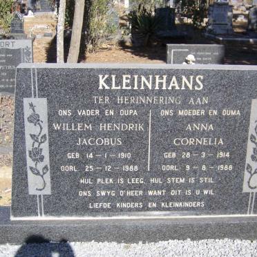 KLEINHANS Willem Hendrik Jacobus 1910-1988 &amp; Anna Cornelia 1914-1988