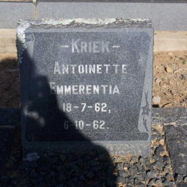 KRIEK Antoinette Emmerentia 1962 -1962