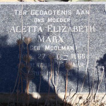 MARX Aletta Elizabeth nee MOOLMAN -1966 