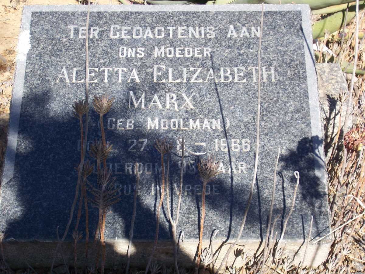 MARX Aletta Elizabeth nee MOOLMAN -1966 