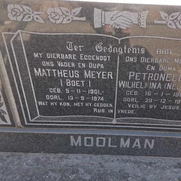 MOOLMAN Mattheus Meyer 1901-1974 &amp; Petronella Wilhelmina 1907-1981