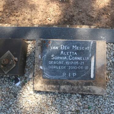 MESCHT Aletta Sophia Cornelia, van der 1917-2010