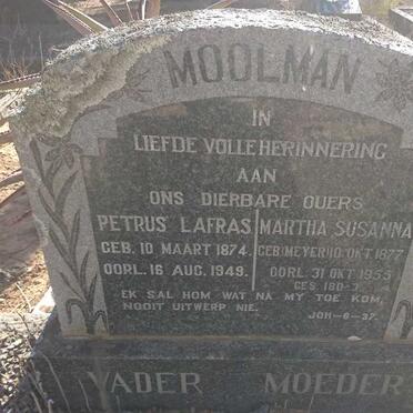 MOOLMAN Petrus Lafras 1874-1949 &amp; Martha Susanna MEYER 1877-1955