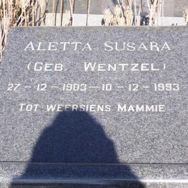 MARAIS Aletta Susara nee WENTZEL 1903-1993