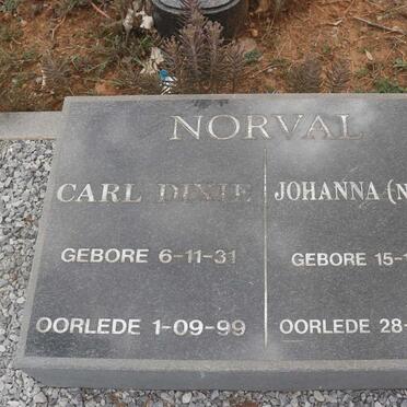 NORVAL Carl Dixie 1931-1999 &amp; Johanna 1932-2016