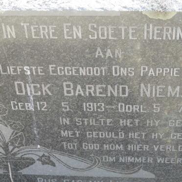 NIEMAND Dick Barend 1913-1972 &amp; Wilhelmina Petronella BOSCH 1913-1966