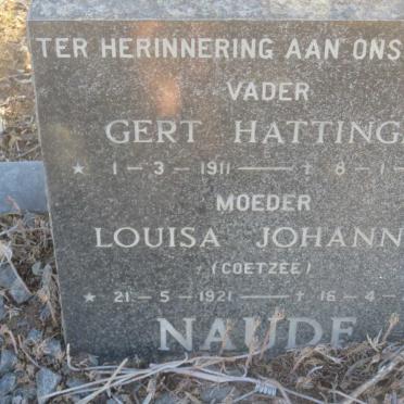 NAUDE Gert Hattingh 1911-1963 &amp; Louisa Johanna COETZEE 1921-1981