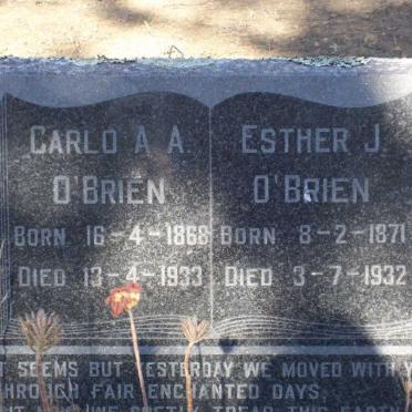 O'BRIEN Carlo A.A. 1868-1933 &amp; Esther J. 1871-1932
