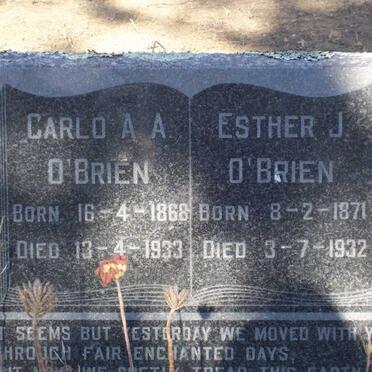 O'BRIEN Carlo A.A. 1868-1933 &amp; Esther J. 1871-1932