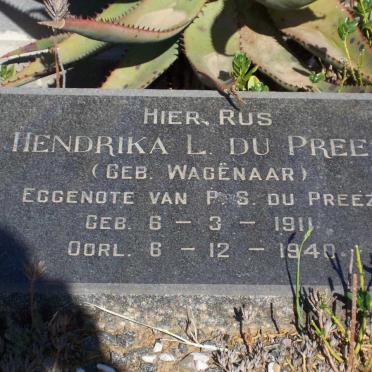 PREEZ Hendrika L., du nee WAGENAAR 1911-1940