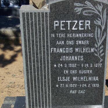 PETZER Francois Wilhelm Johannes 1902-1972 &amp; Elsje Wilhelmina 1922-1973