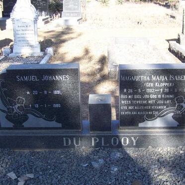 PLOOY Samuel Johannes, du 1891-1980 &amp; Magaretha Maria Isabella KLOPPER 1892-1971