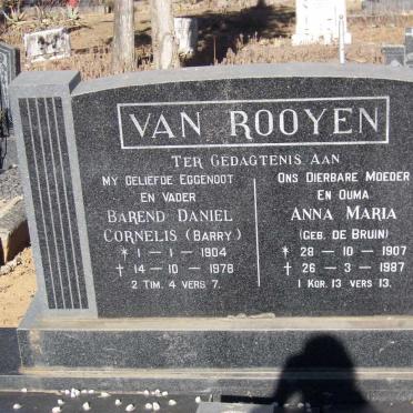 ROOYEN Barend Daniel Cornelis, van 1904-1978 &amp; Anna Maria DE BRUIN 1907-1987