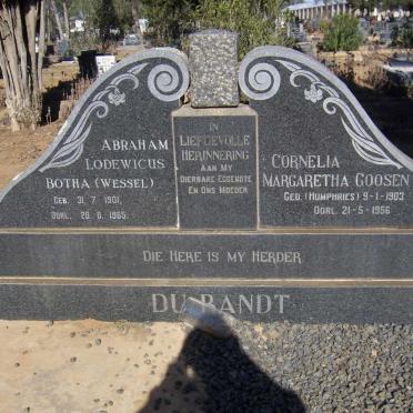 RANDT Abraham Lodewicus Botha, du 1901-1965 &amp; Cornelia Margaretha Goosen HUMPHRIES 1903-1956