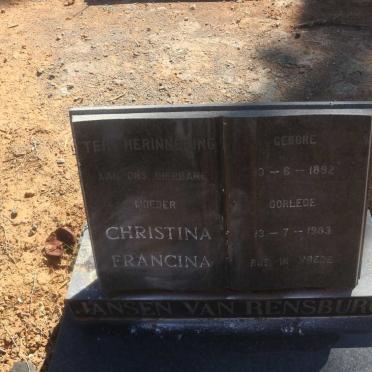 RENSBURG Christina Francina, Jansen van 1892-1983