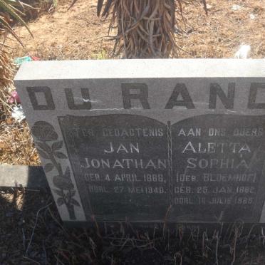 RANDT Jan Jonathan, du 1866-1940 &amp; Aletta Sophia BLOEMHOF 1882-1965