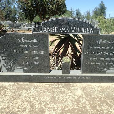 VUUREN Petrus Hendrik, Janse van 1926-2009 &amp; Magdalena Catharina ALLERS 1930-1994