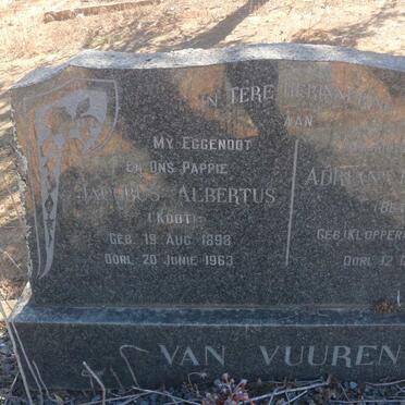 VUUREN Jacobus Albertus, van 1898-1963 &amp; Adriana Elizabeth KLOPPER 1899-1984