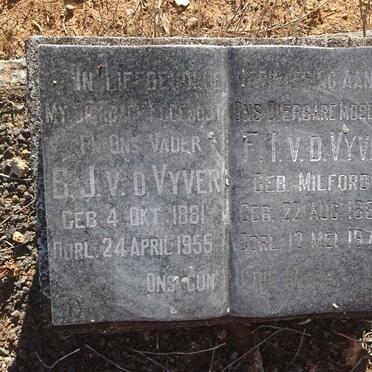 VYVER B.J., v.d. 1881-1955 &amp; F.I. MILFORD 1885-1972