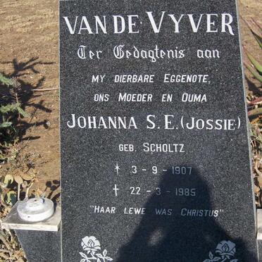 VYVER Johanna S.E., van de nee SCHOLTZ 1907 - 1985