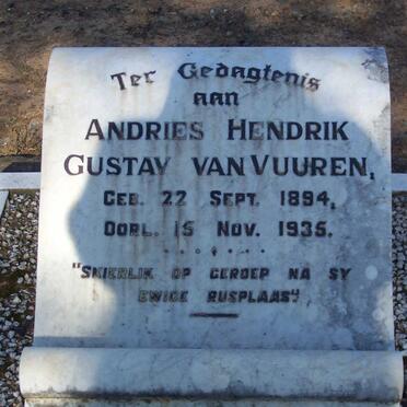 VUUREN Andries Hendrik Gustav, van 1894-1935