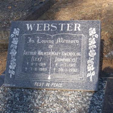 WEBSTER Arthur Walker 1914 - 1989 &amp; Mary Gwendoline HUMPHREYS 1919 - 1992