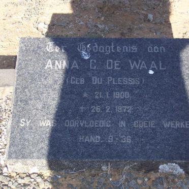 WAAL Anna C., de nee DU PLESSIS 1900-1972