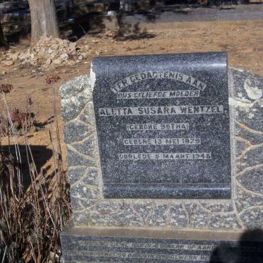 WENTZEL Aletta Susara nee BOTHA 1879-1948