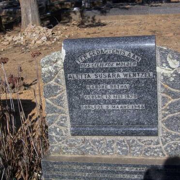 WENTZEL Aletta Susara nee BOTHA 1879-1948