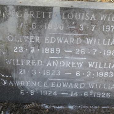 WILLIAMS Oliver Edward 1889-1983 &amp; Margarette Louisa 1890-1979