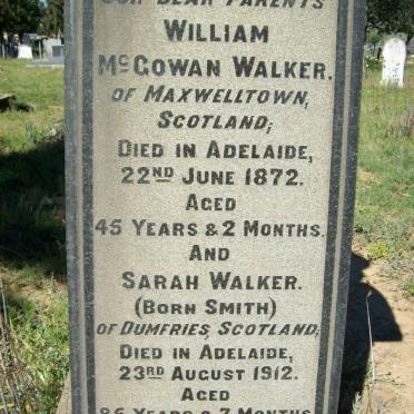 WALKER William McGowan -1872 &amp; Sarah SMITH -1912