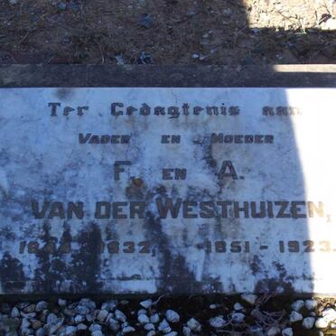 WESTHUIZEN F., van der 1844-1932 &amp; A. 1851-1923