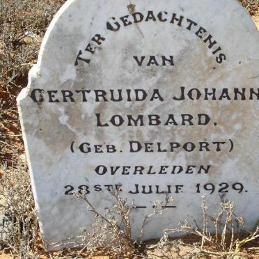 LOMBARD Gertruida Johanna nee DELPORT -1929