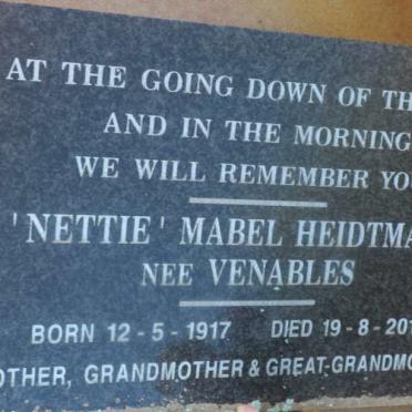 HEIDTMANN Mabel nee VENABLES 1917-2010