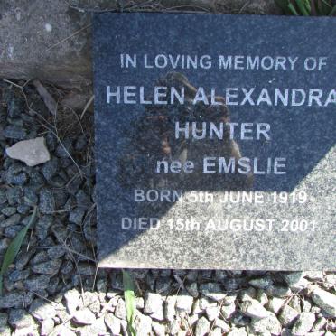 HUNTER Helen Alexandra nee EMSLIE 1919-2001