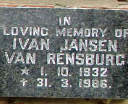 RENSBURG Ivan, Jansen van 1932-1986