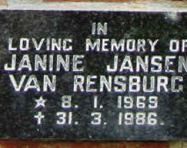 RENSBURG Janine, Jansen van 1969-1986