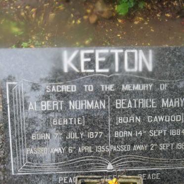 KEETON Albert Norman 1877-1955 &amp; Beatrice Mary CAWOOD 1884-1982