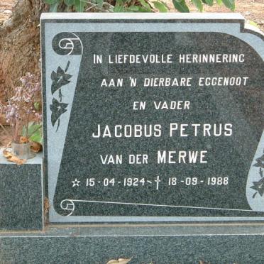 MERWE Jacobus Petrus, van der 1924-1988