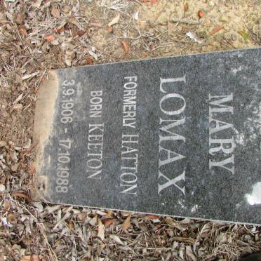 LOMAX Zoe Mary formerly HATTON nee KEETON 1906-1988