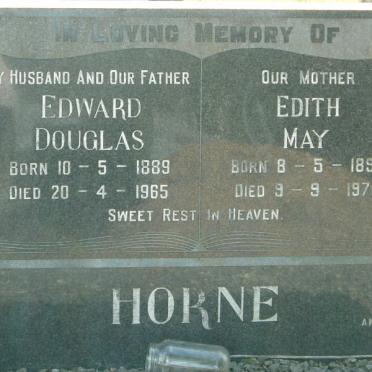 HORNE Edward Douglas 1889-1965 &amp; Edith May 1891-1971