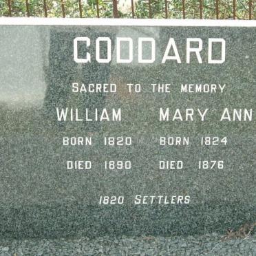 GODDARD William 1820-1890 &amp; Mary Ann 1824-1876