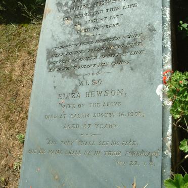 HEWSON John -1875 &amp; Eliza -1900