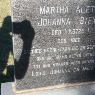 STEYN Martha Aletta Johanna nee KOTZE 1886-1979