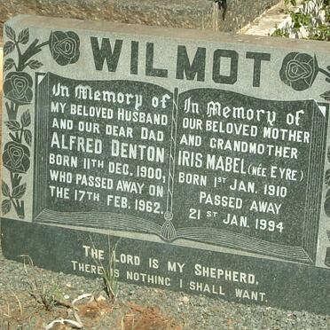 WILMOT Alfred Denton 1900-1962 &amp; Iris Mabel EYRE 1910-1994